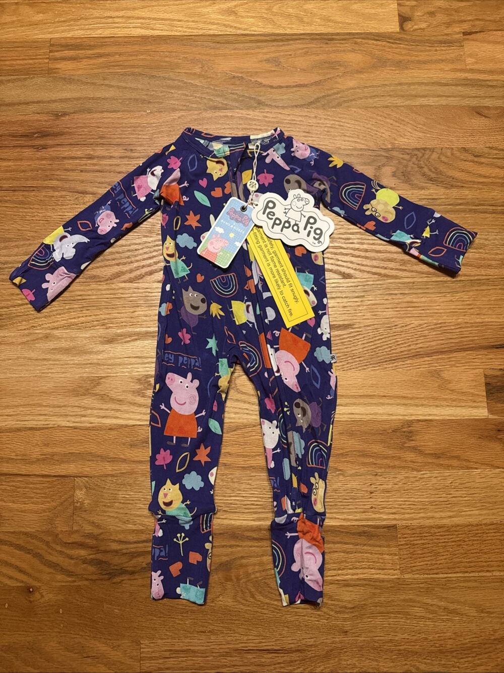 Bums & Roses Peppa Pig Convertible Romper 3-6 Months NWT Bamboo